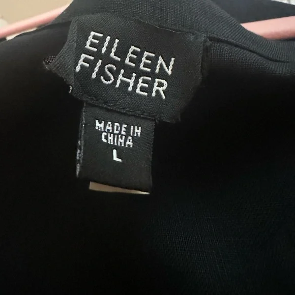 Eileen Fisher 100% linen Black Sleeveless Button-Down Dress - Picture 6 of 7